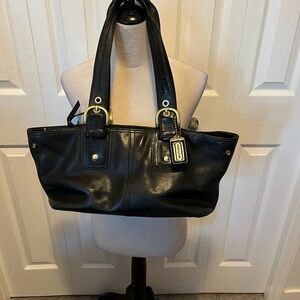 Coach Black Leather Tote Bag